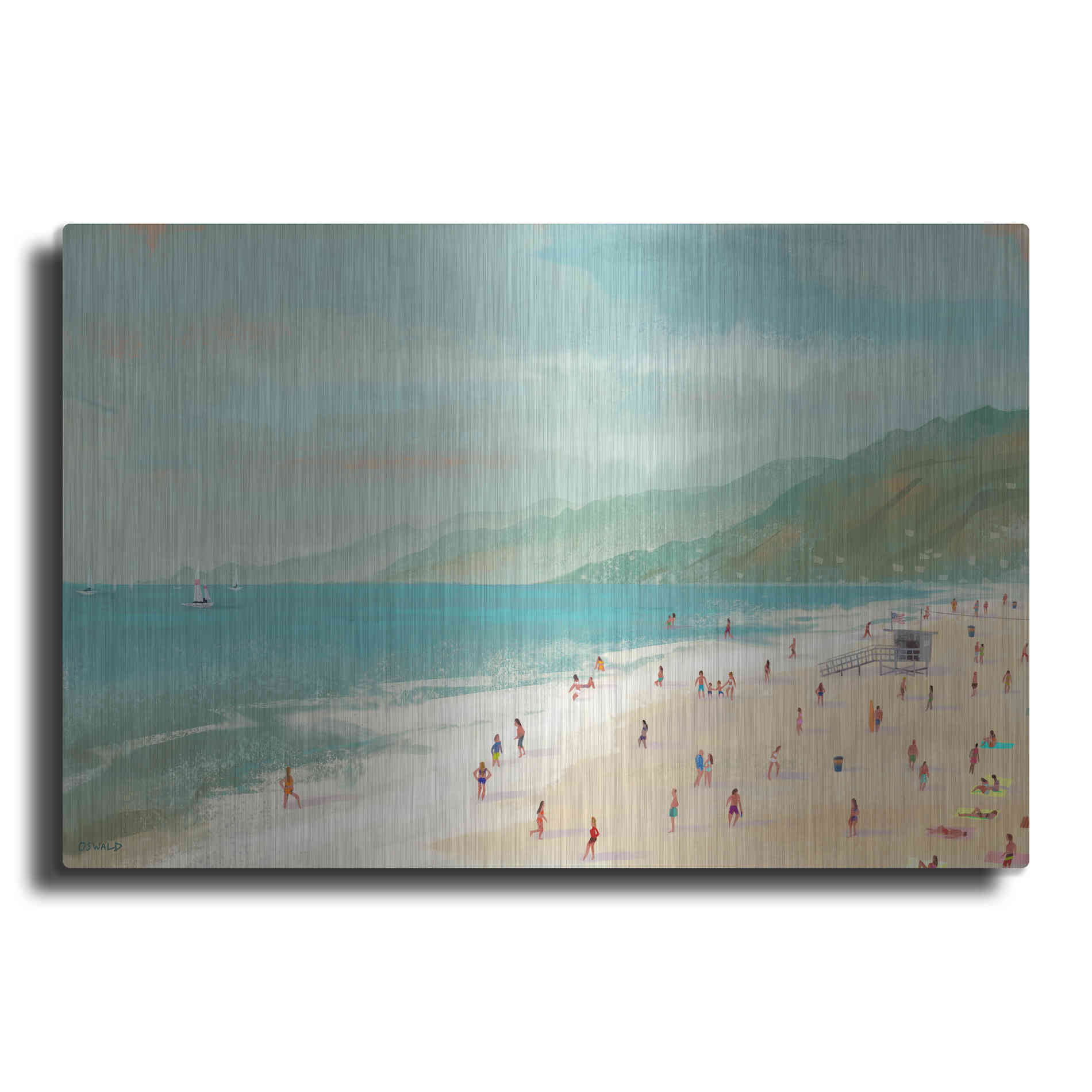 Luxe Metal Art 'Santa Monica Beach' by Pete Oswald, Metal Wall Art