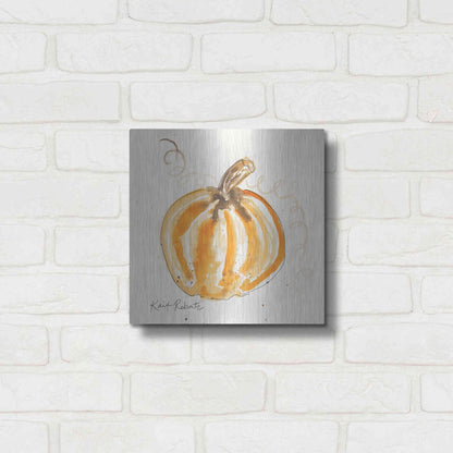 Luxe Metal Art 'P is for Pumpkin' by Kait Roberts, Metal Wall Art,12x12