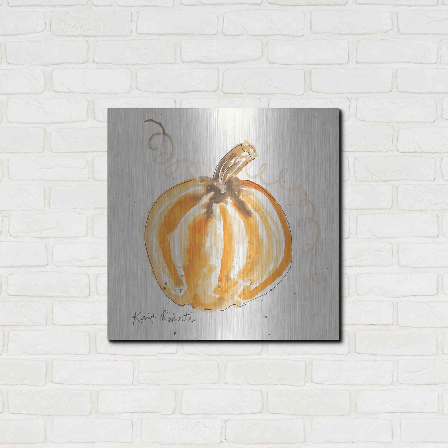 Luxe Metal Art 'P is for Pumpkin' by Kait Roberts, Metal Wall Art,24x24