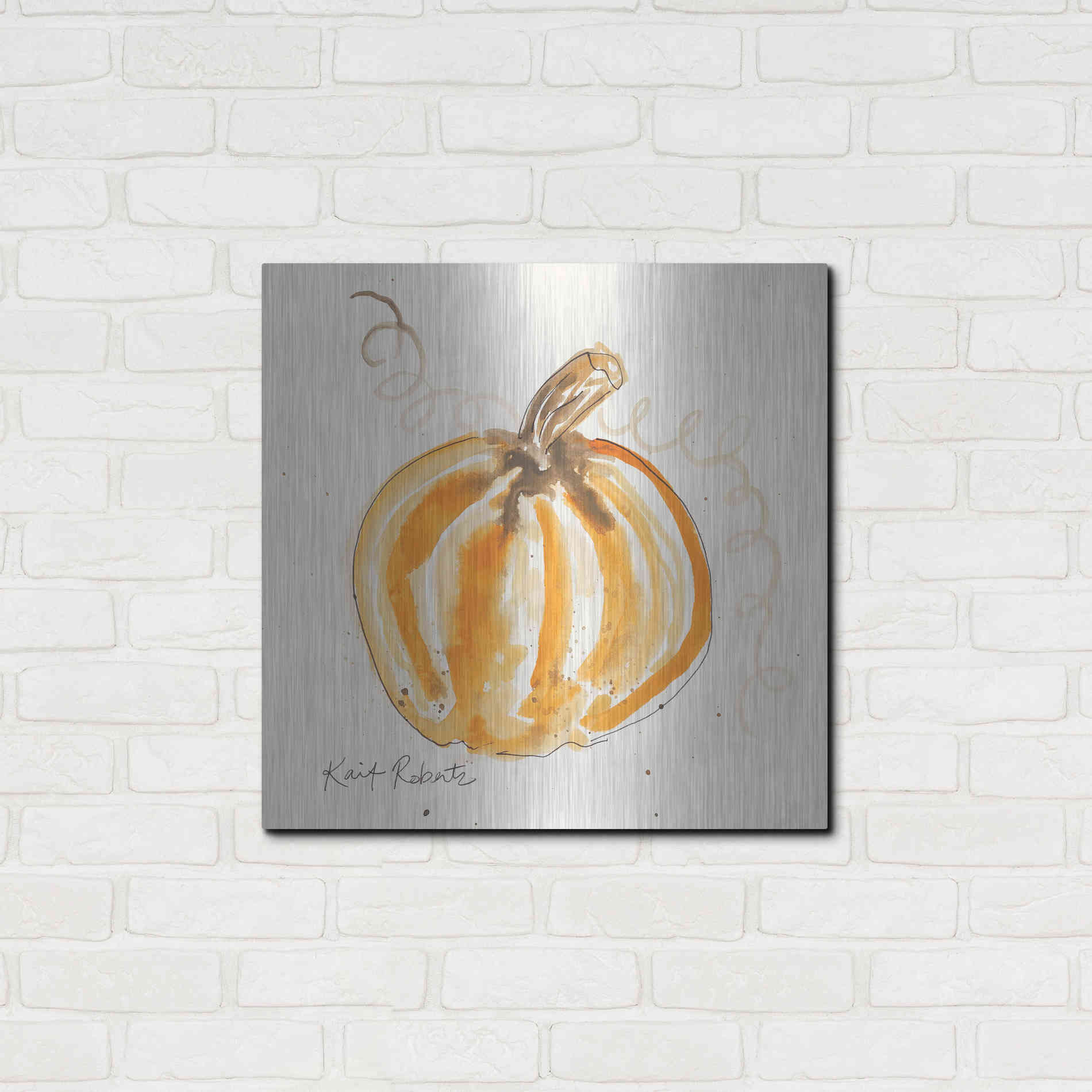 Luxe Metal Art 'P is for Pumpkin' by Kait Roberts, Metal Wall Art,24x24
