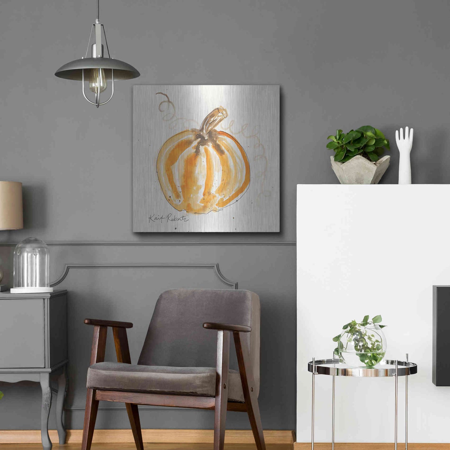 Luxe Metal Art 'P is for Pumpkin' by Kait Roberts, Metal Wall Art,24x24