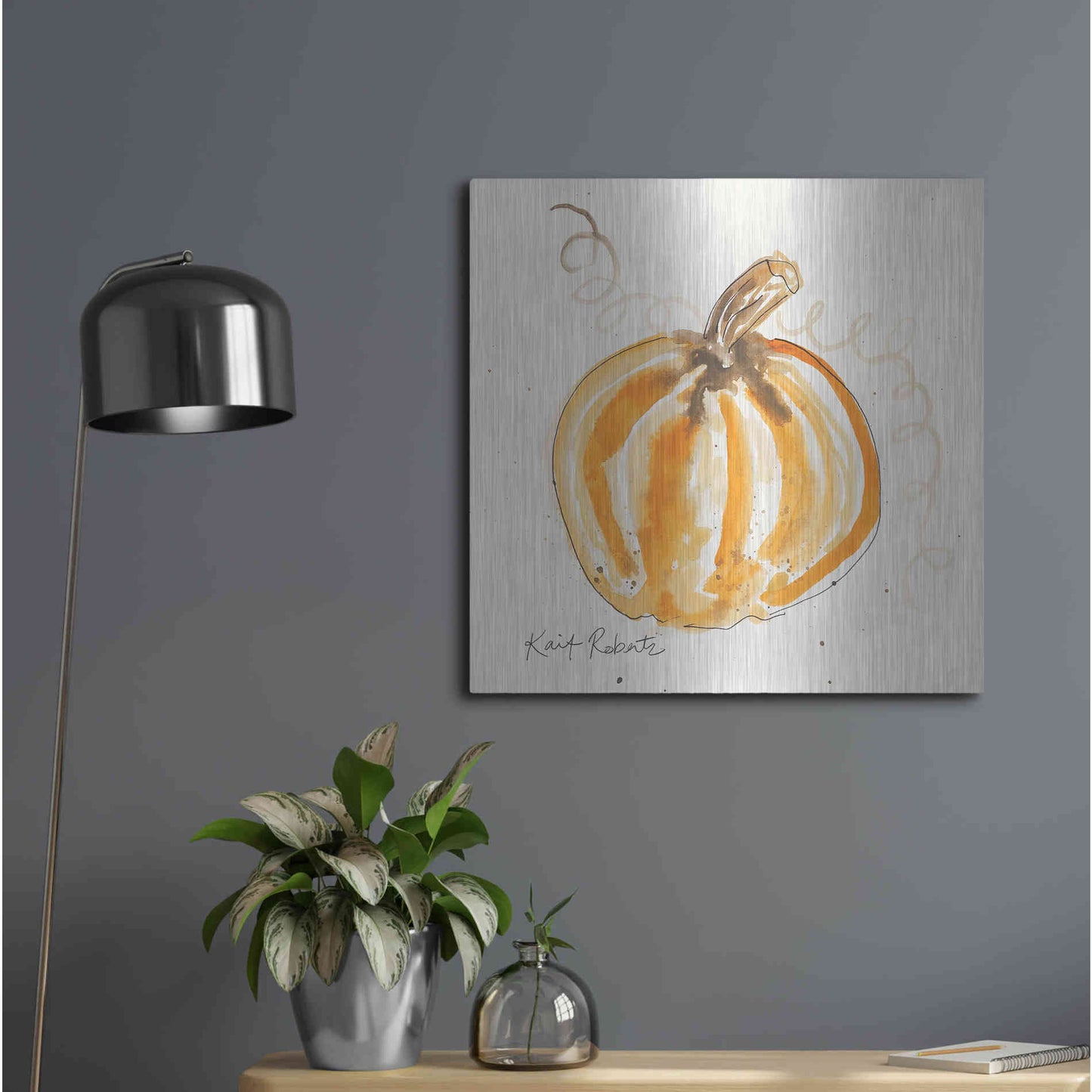 Luxe Metal Art 'P is for Pumpkin' by Kait Roberts, Metal Wall Art,24x24