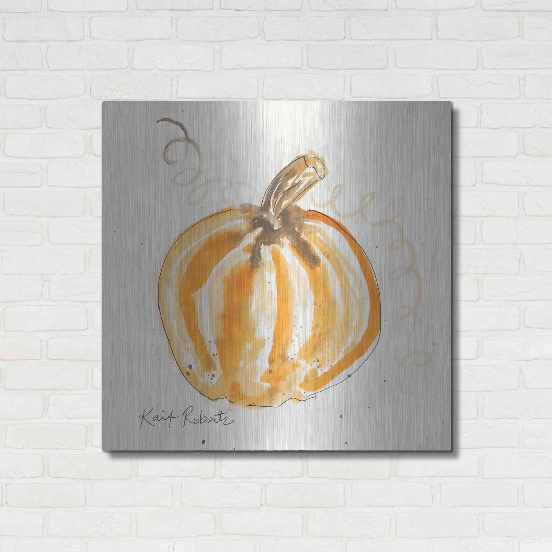 Luxe Metal Art 'P is for Pumpkin' by Kait Roberts, Metal Wall Art,36x36
