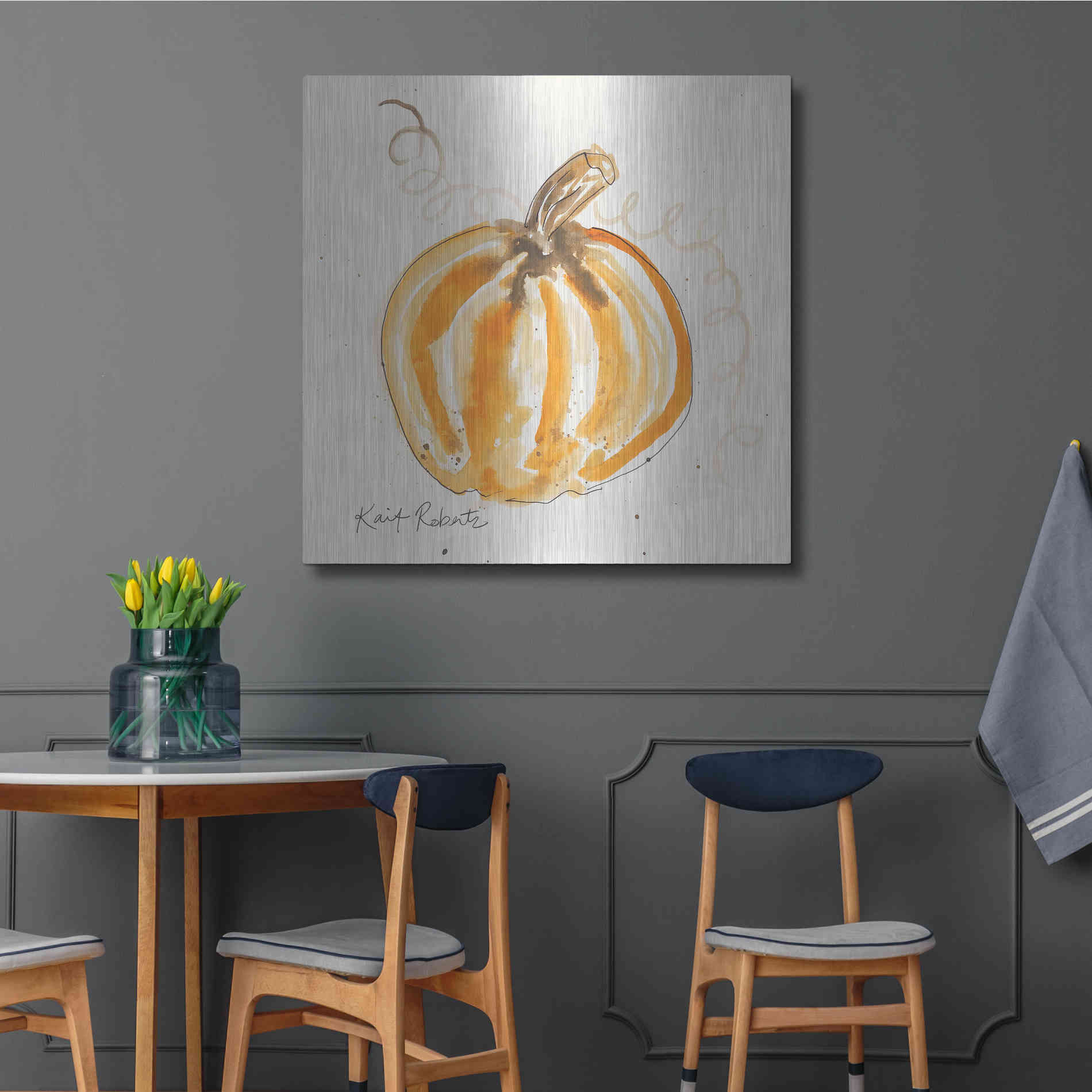 Luxe Metal Art 'P is for Pumpkin' by Kait Roberts, Metal Wall Art,36x36