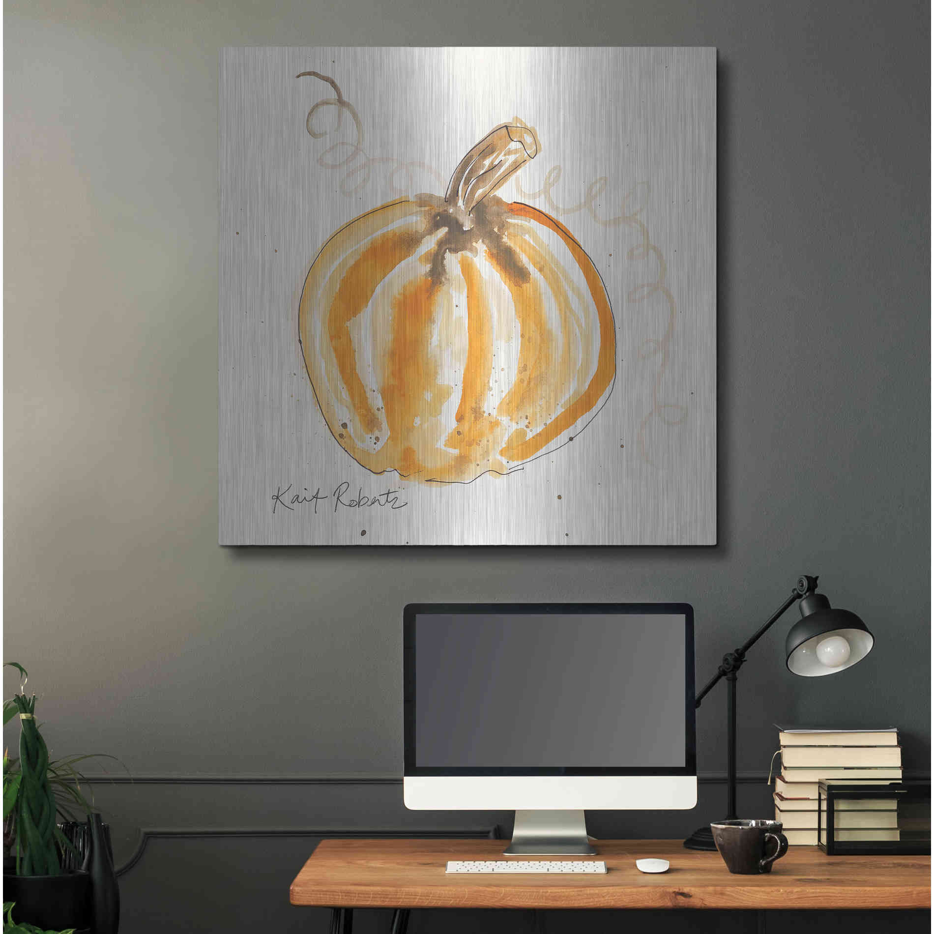 Luxe Metal Art 'P is for Pumpkin' by Kait Roberts, Metal Wall Art,36x36