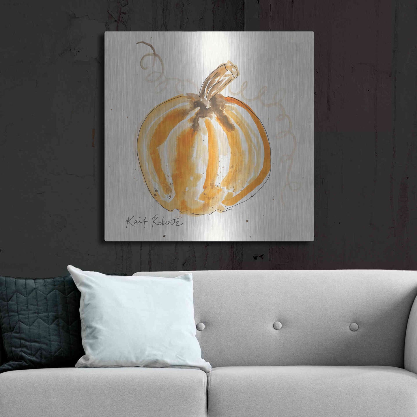 Luxe Metal Art 'P is for Pumpkin' by Kait Roberts, Metal Wall Art,36x36