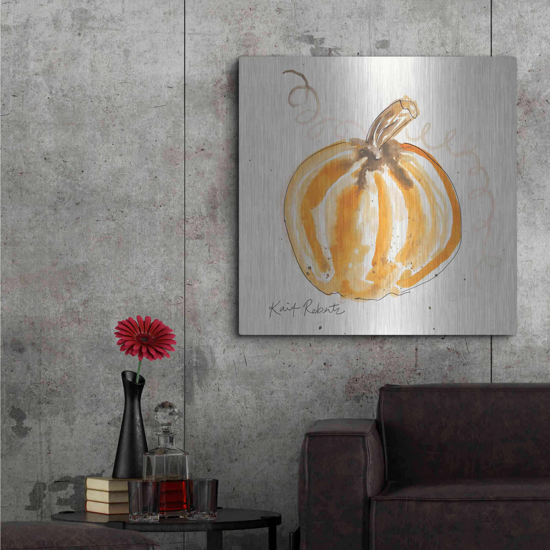 Luxe Metal Art 'P is for Pumpkin' by Kait Roberts, Metal Wall Art,36x36