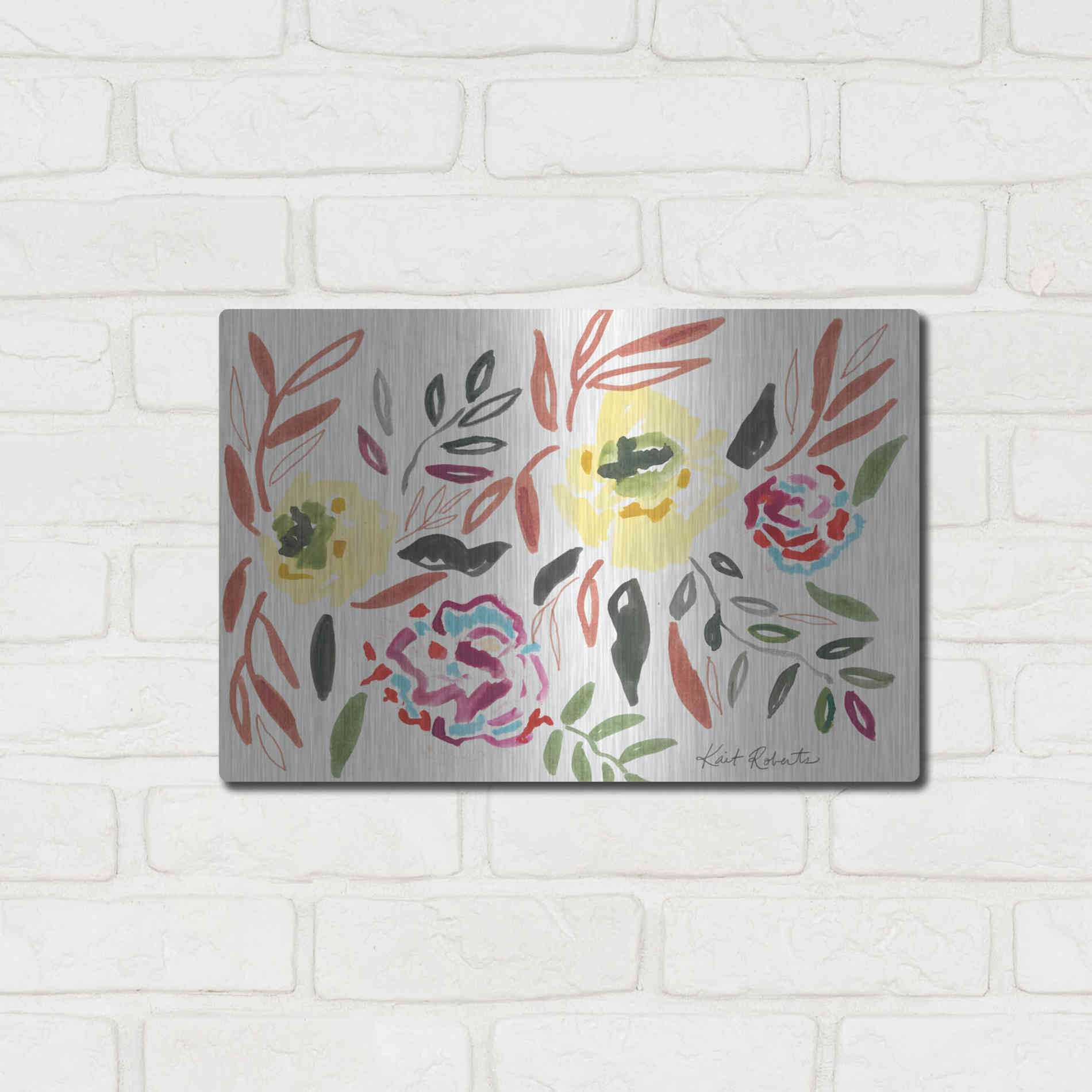 Luxe Metal Art 'Lipstick and Lemon' by Kait Roberts, Metal Wall Art,16x12