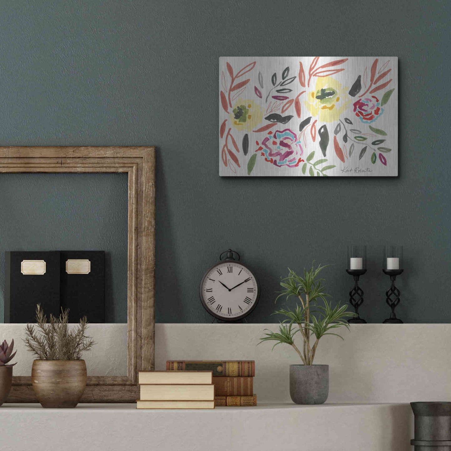 Luxe Metal Art 'Lipstick and Lemon' by Kait Roberts, Metal Wall Art,16x12