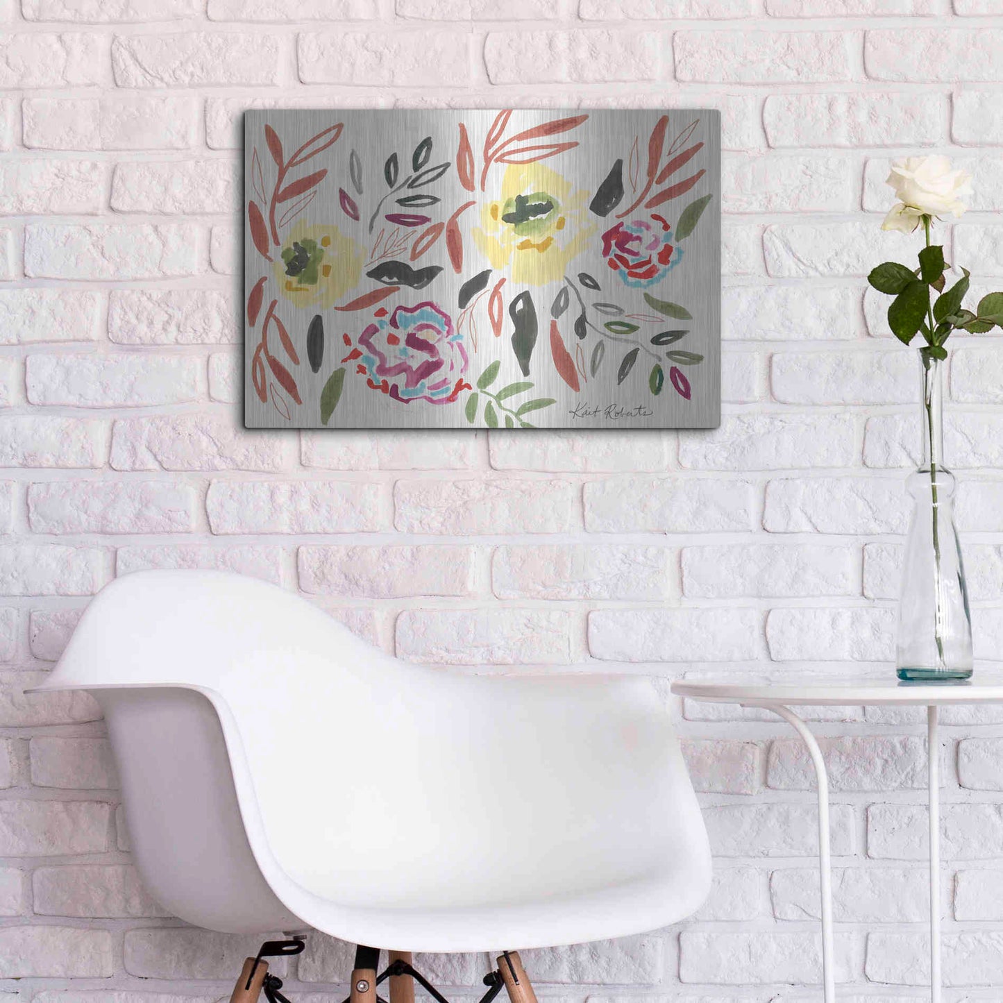 Luxe Metal Art 'Lipstick and Lemon' by Kait Roberts, Metal Wall Art,24x16