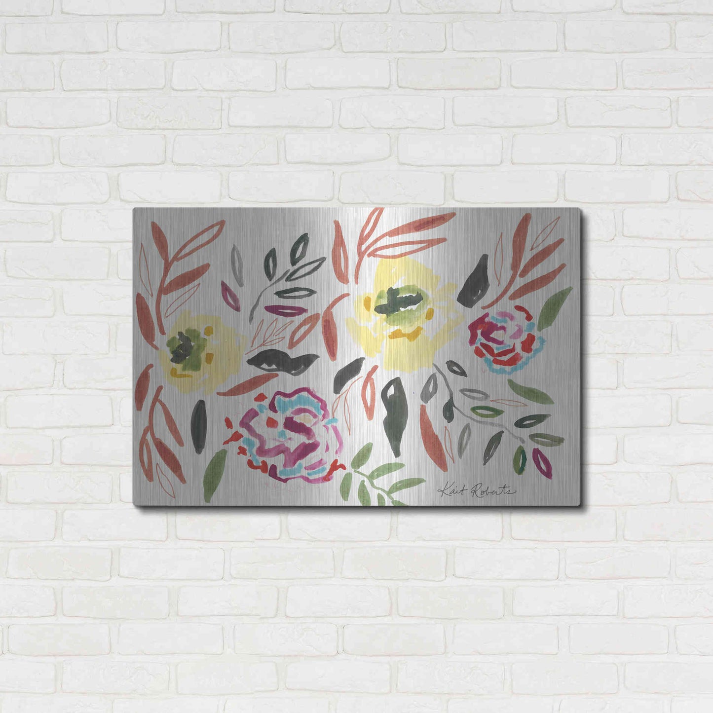 Luxe Metal Art 'Lipstick and Lemon' by Kait Roberts, Metal Wall Art,36x24
