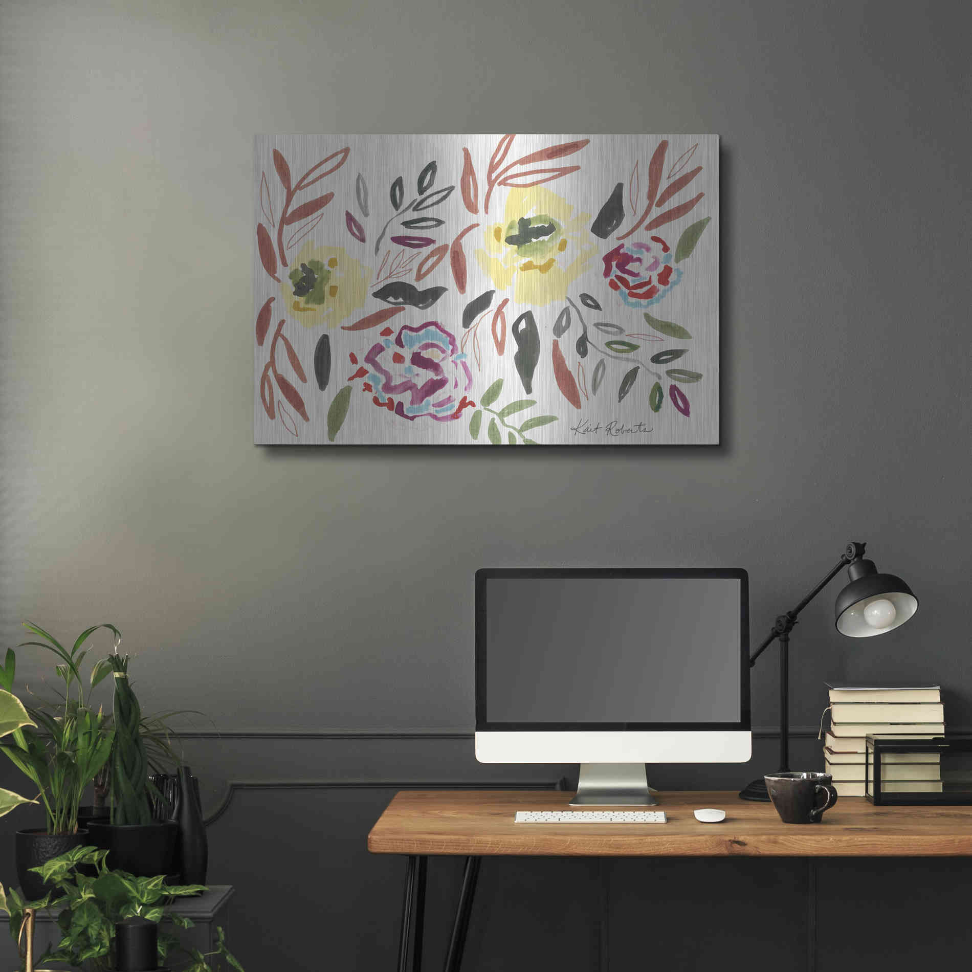 Luxe Metal Art 'Lipstick and Lemon' by Kait Roberts, Metal Wall Art,36x24