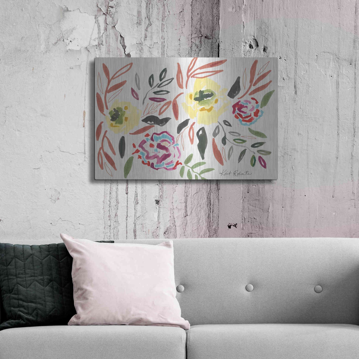 Luxe Metal Art 'Lipstick and Lemon' by Kait Roberts, Metal Wall Art,36x24