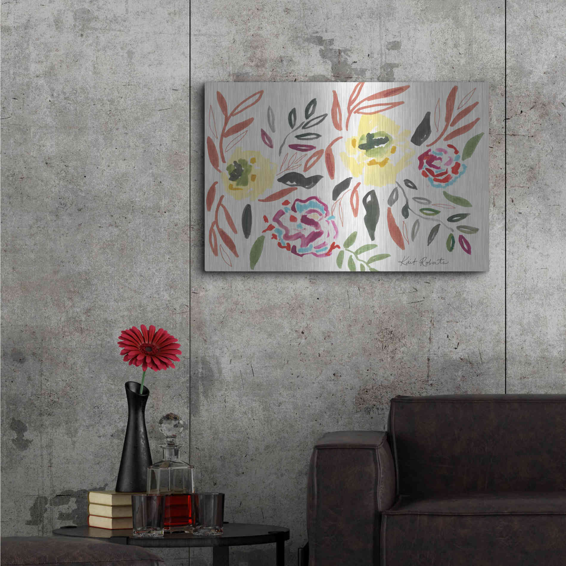 Luxe Metal Art 'Lipstick and Lemon' by Kait Roberts, Metal Wall Art,36x24