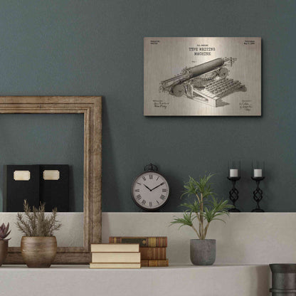 Luxe Metal Art 'Type Writing Machine Blueprint Patent Parchment' Metal Wall Art,16x12
