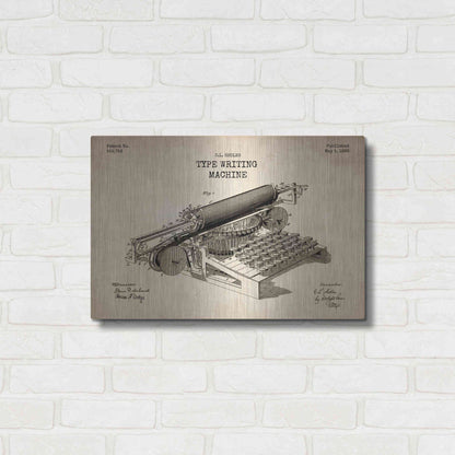 Luxe Metal Art 'Type Writing Machine Blueprint Patent Parchment' Metal Wall Art,24x16