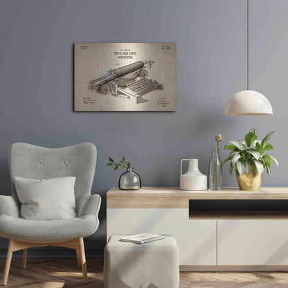 Luxe Metal Art 'Type Writing Machine Blueprint Patent Parchment' Metal Wall Art,24x16