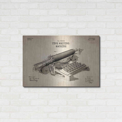 Luxe Metal Art 'Type Writing Machine Blueprint Patent Parchment' Metal Wall Art,36x24