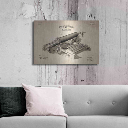 Luxe Metal Art 'Type Writing Machine Blueprint Patent Parchment' Metal Wall Art,36x24
