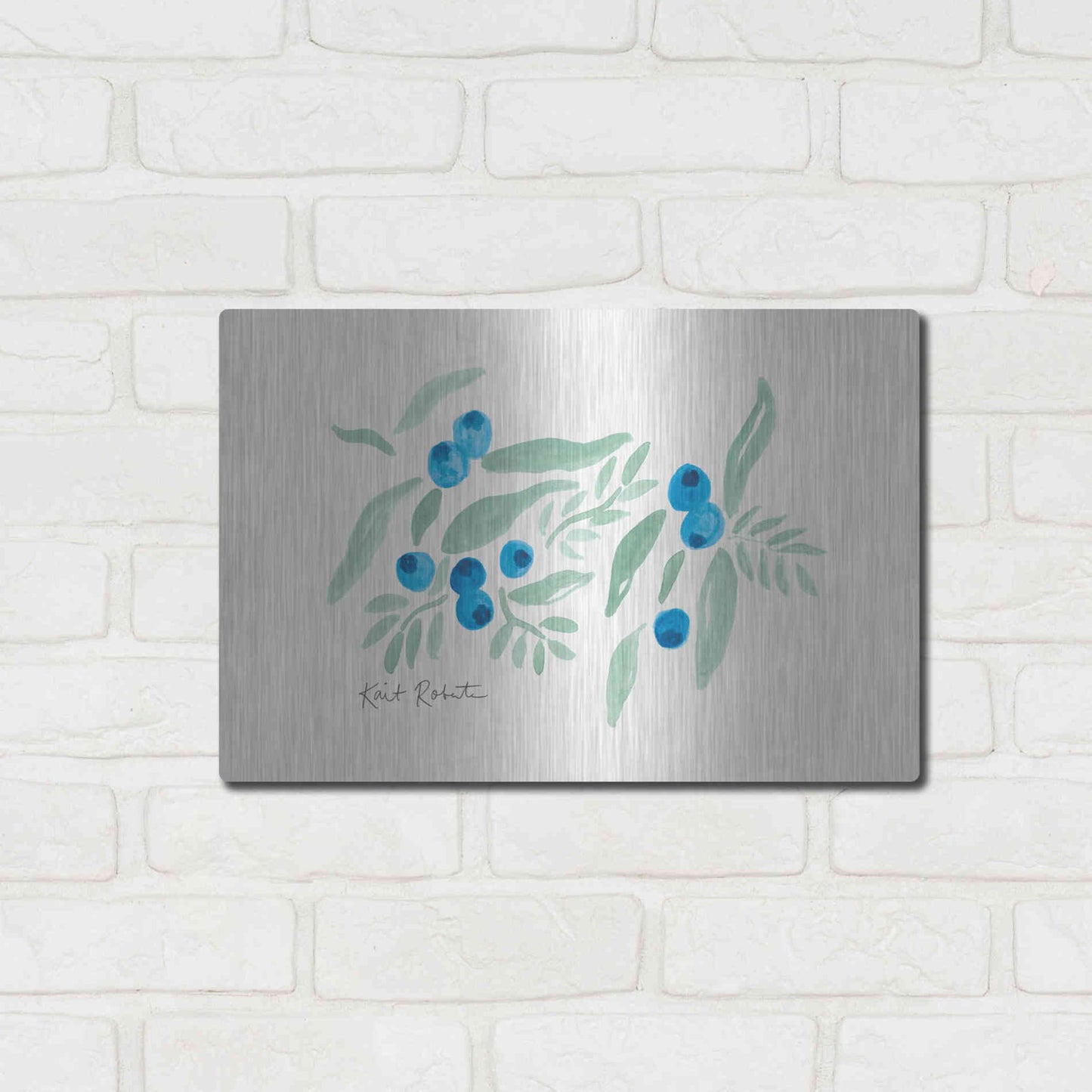 Luxe Metal Art 'Bountiful Blueberries from Maine' by Kait Roberts, Metal Wall Art,16x12