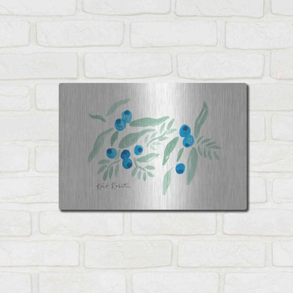 Luxe Metal Art 'Bountiful Blueberries from Maine' by Kait Roberts, Metal Wall Art,16x12