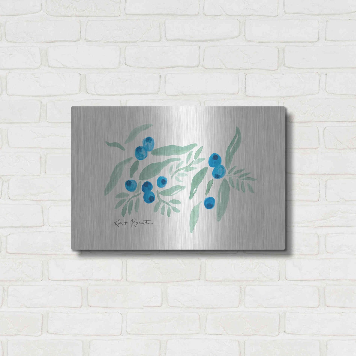 Luxe Metal Art 'Bountiful Blueberries from Maine' by Kait Roberts, Metal Wall Art,24x16