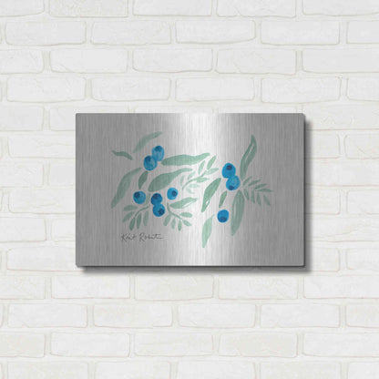 Luxe Metal Art 'Bountiful Blueberries from Maine' by Kait Roberts, Metal Wall Art,24x16