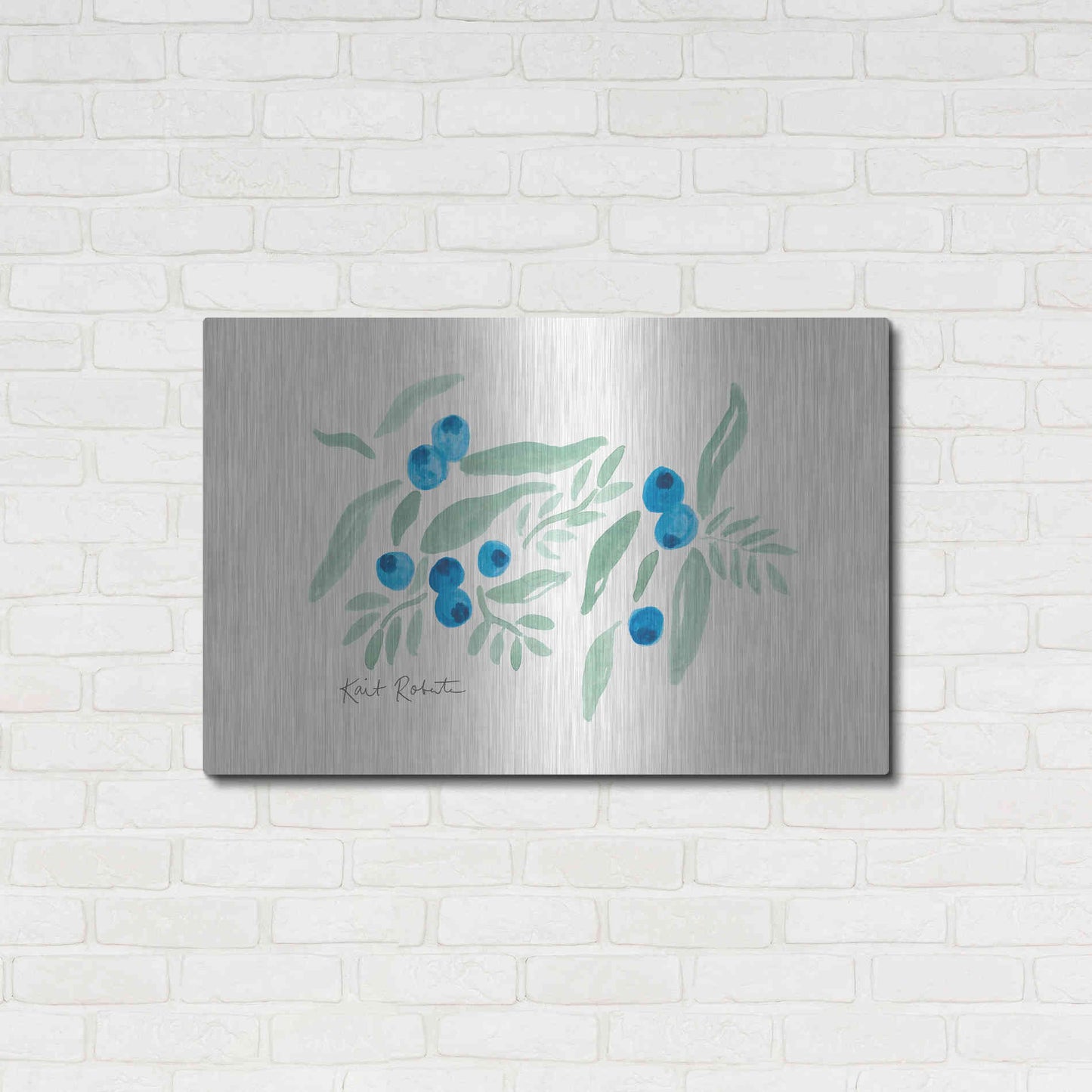 Luxe Metal Art 'Bountiful Blueberries from Maine' by Kait Roberts, Metal Wall Art,36x24