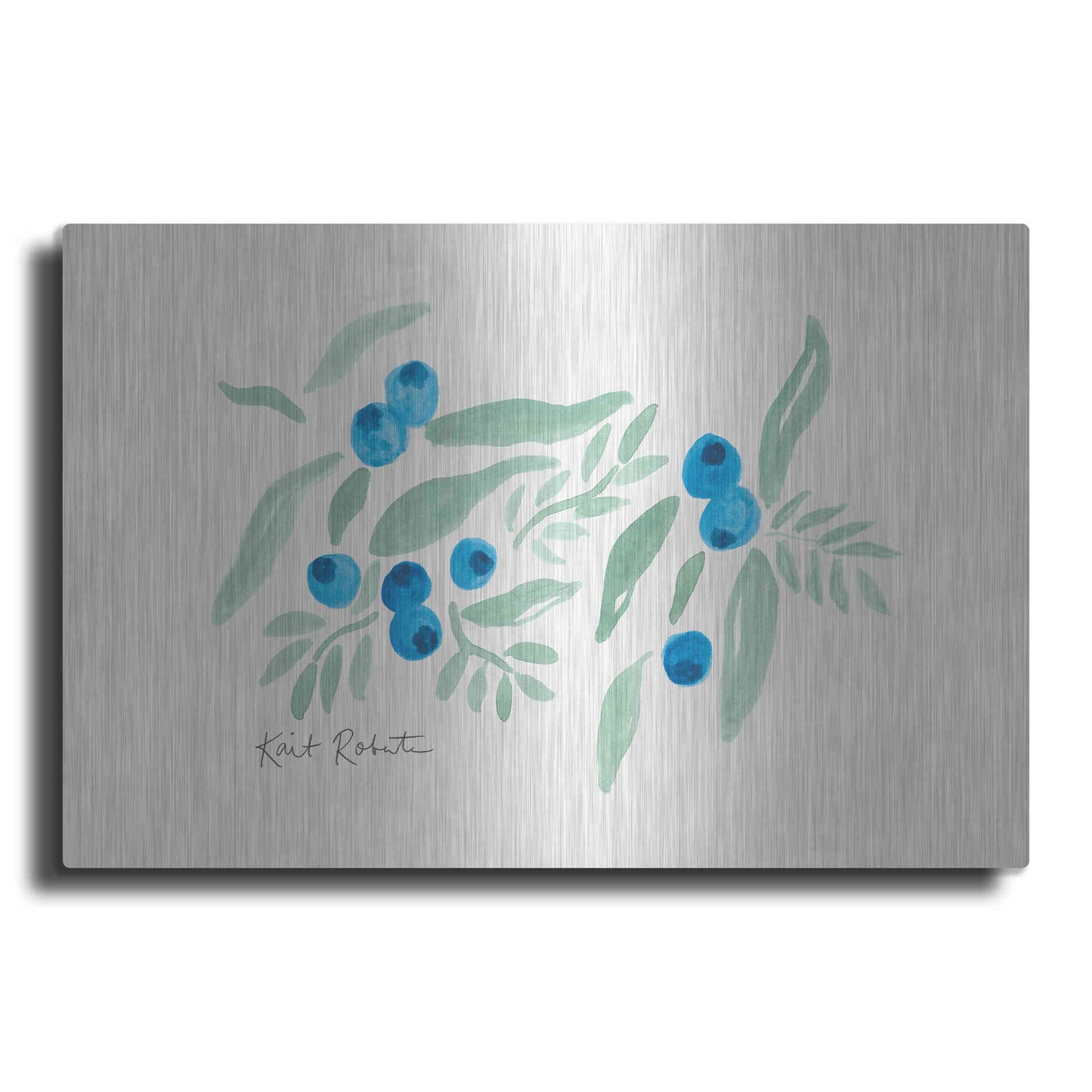 Luxe Metal Art 'Bountiful Blueberries from Maine' by Kait Roberts, Metal Wall Art