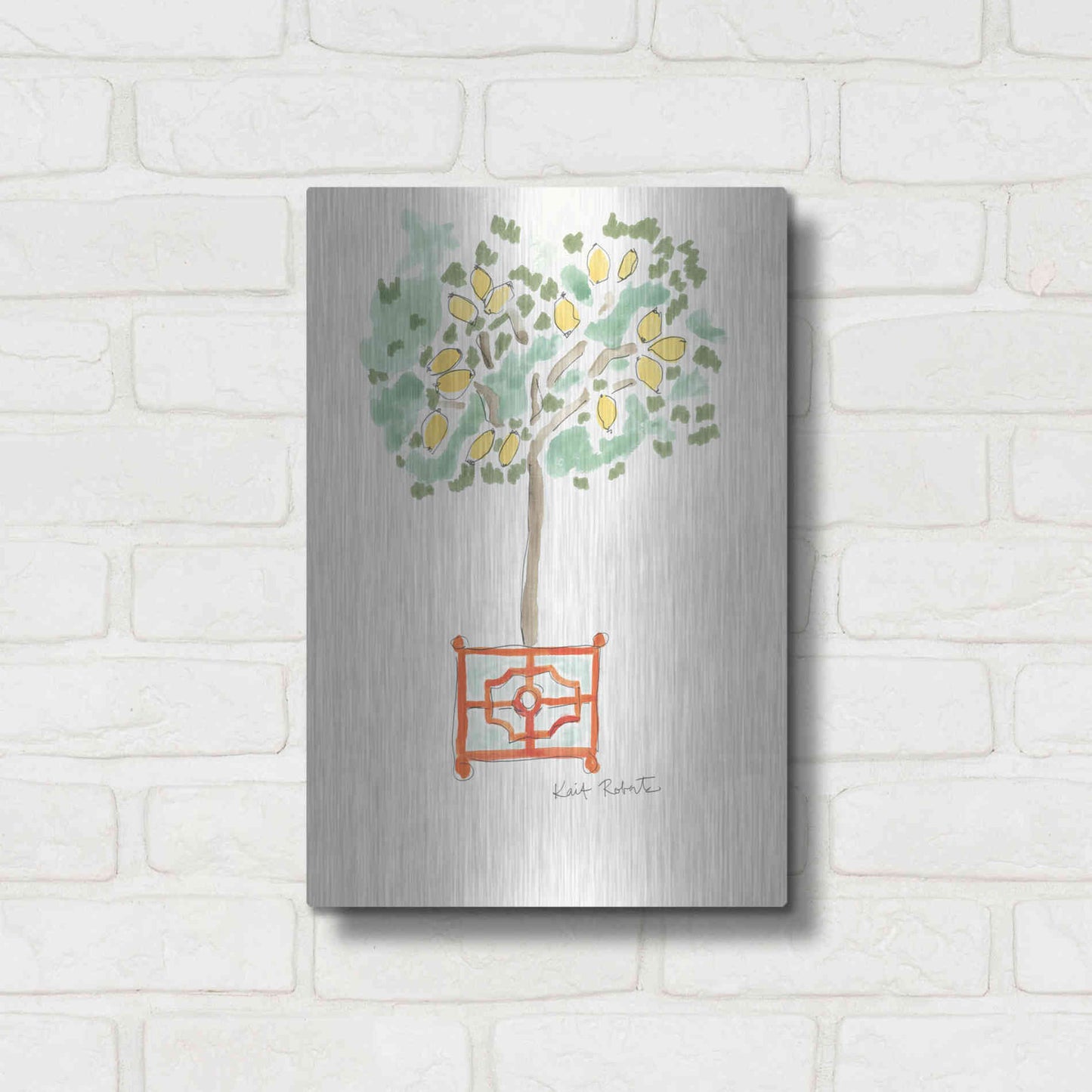 Luxe Metal Art 'Lemons of Plenty' by Kait Roberts, Metal Wall Art,12x16