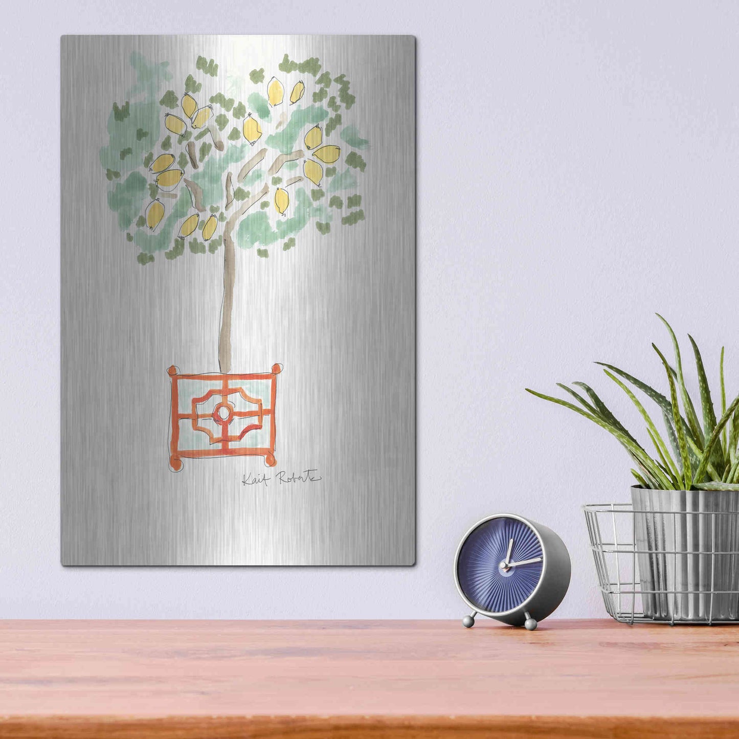 Luxe Metal Art 'Lemons of Plenty' by Kait Roberts, Metal Wall Art,12x16