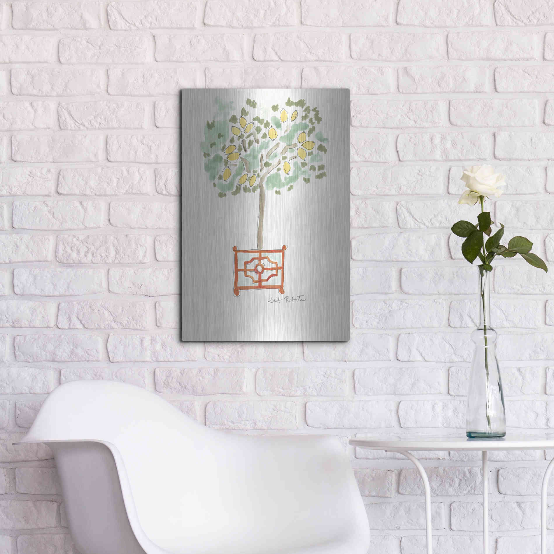 Luxe Metal Art 'Lemons of Plenty' by Kait Roberts, Metal Wall Art,16x24