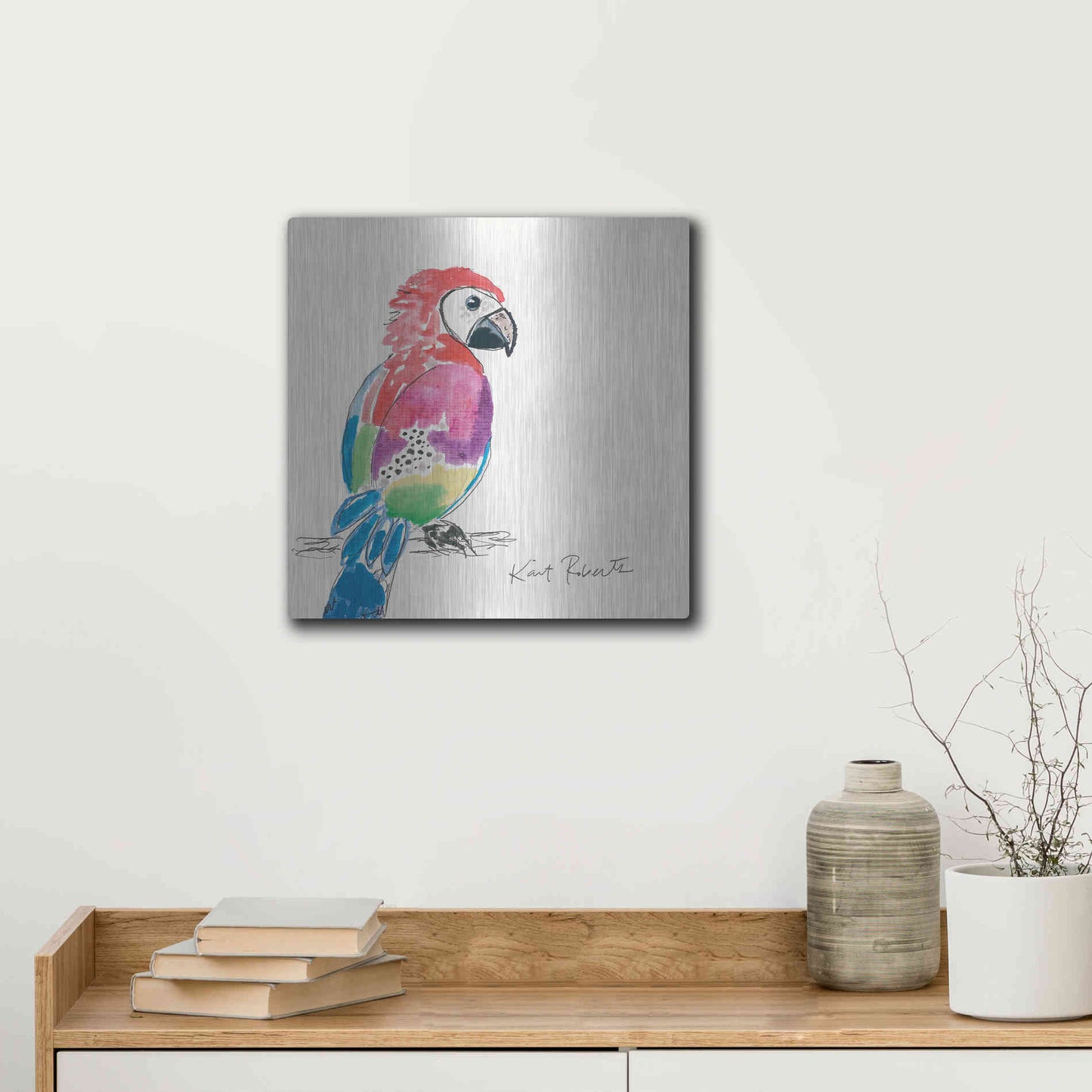 Luxe Metal Art 'Preston the Parrot' by Kait Roberts, Metal Wall Art,12x12
