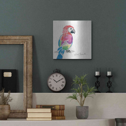 Luxe Metal Art 'Preston the Parrot' by Kait Roberts, Metal Wall Art,12x12