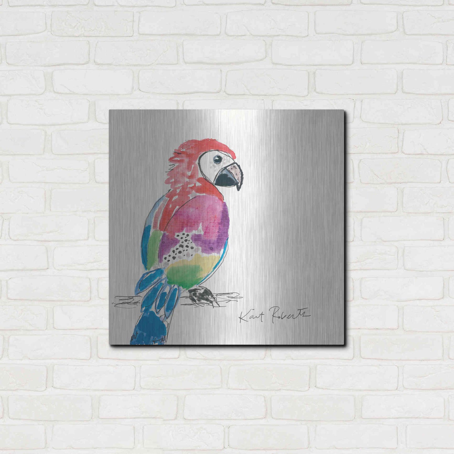 Luxe Metal Art 'Preston the Parrot' by Kait Roberts, Metal Wall Art,24x24
