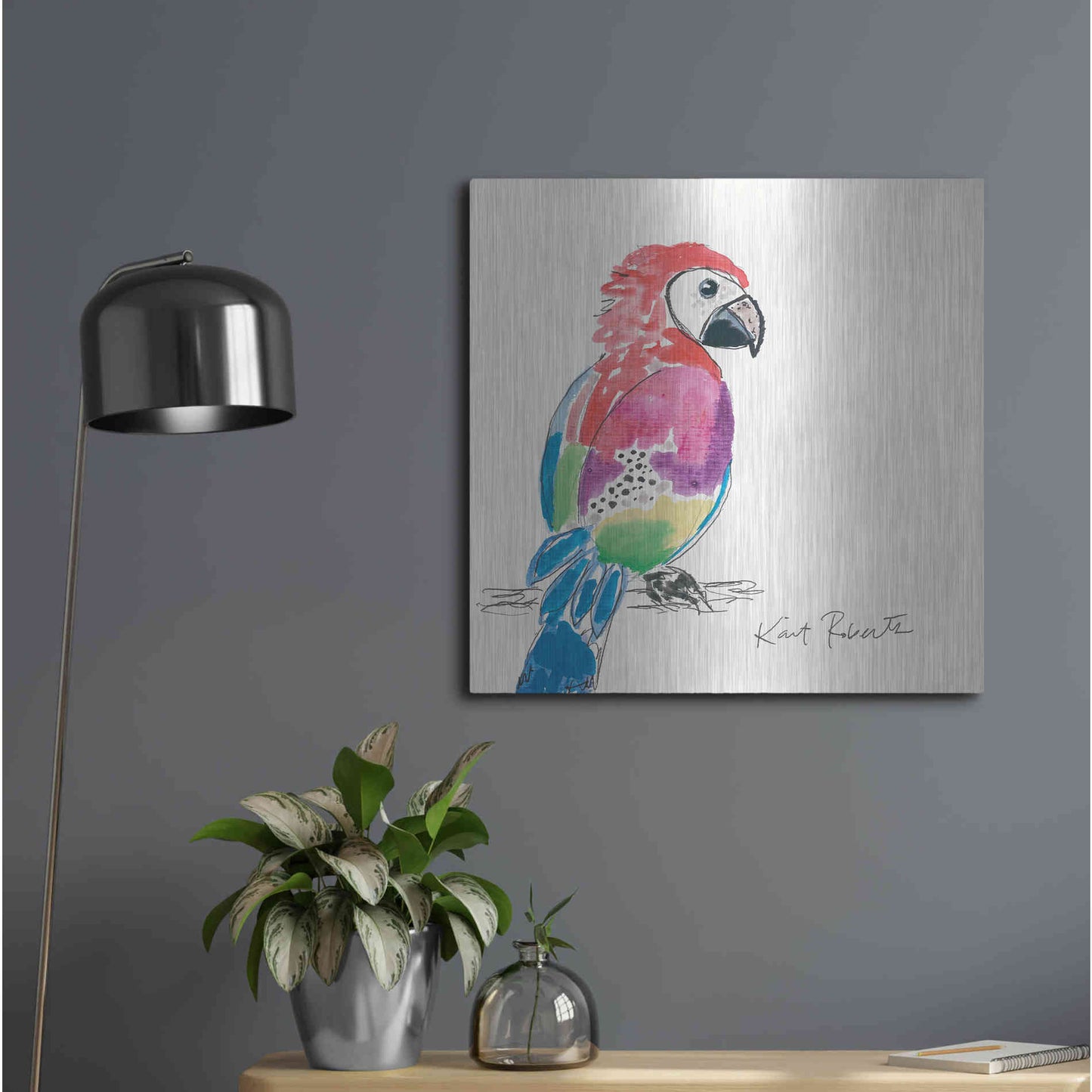 Luxe Metal Art 'Preston the Parrot' by Kait Roberts, Metal Wall Art,24x24