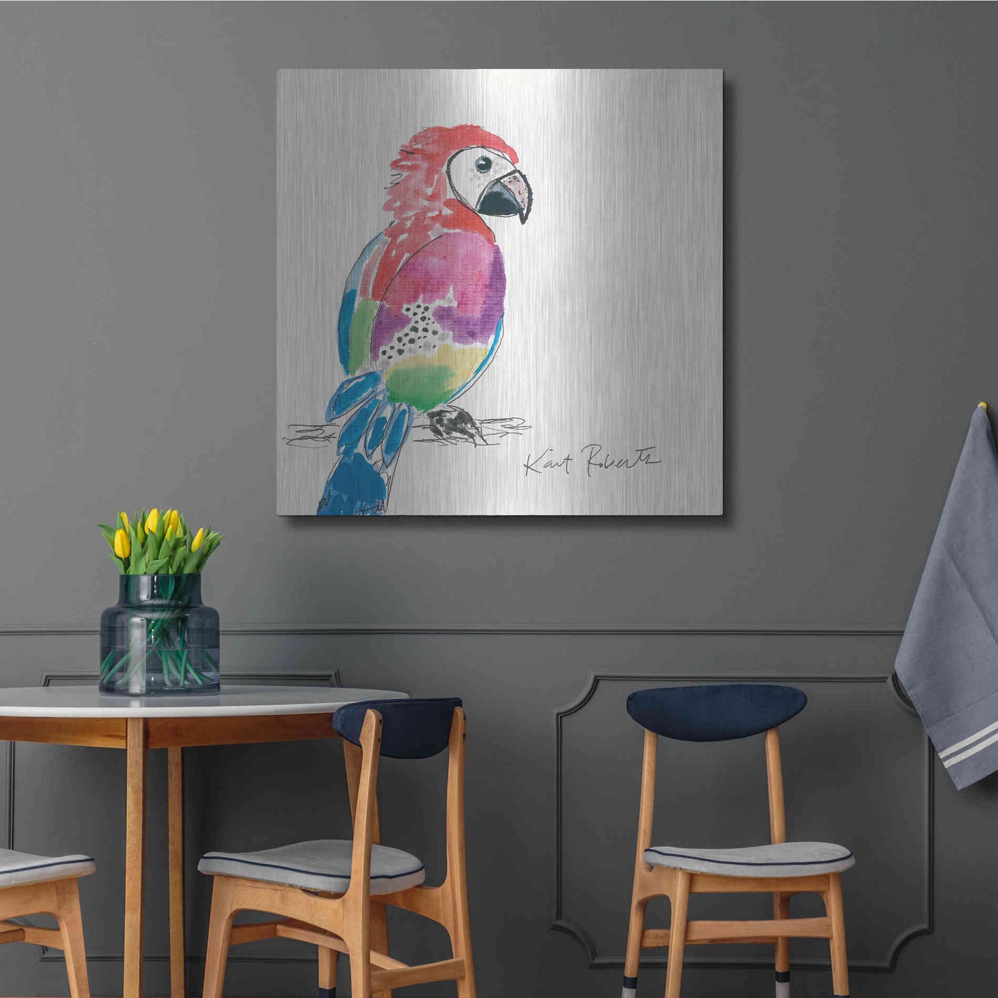 Luxe Metal Art 'Preston the Parrot' by Kait Roberts, Metal Wall Art,36x36