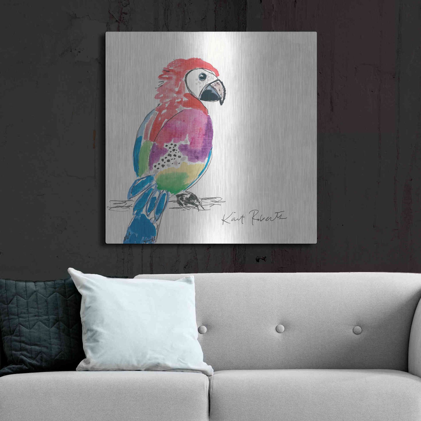 Luxe Metal Art 'Preston the Parrot' by Kait Roberts, Metal Wall Art,36x36