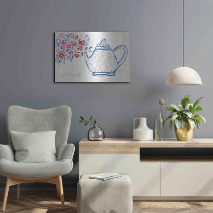 Luxe Metal Art 'Granny's Tea Pot' by Kait Roberts, Metal Wall Art,24x16