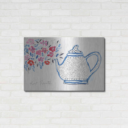 Luxe Metal Art 'Granny's Tea Pot' by Kait Roberts, Metal Wall Art,36x24