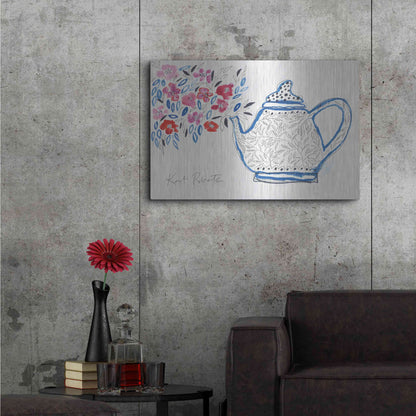 Luxe Metal Art 'Granny's Tea Pot' by Kait Roberts, Metal Wall Art,36x24