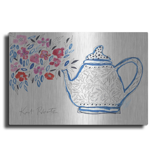 Luxe Metal Art 'Granny's Tea Pot' by Kait Roberts, Metal Wall Art