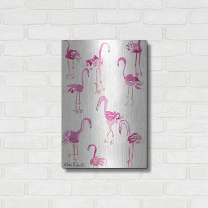 Luxe Metal Art 'Pink and Polka-Dots' by Kait Roberts, Metal Wall Art,16x24