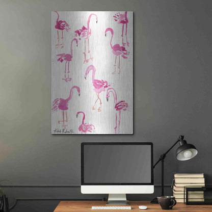 Luxe Metal Art 'Pink and Polka-Dots' by Kait Roberts, Metal Wall Art,24x36