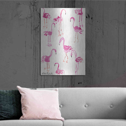 Luxe Metal Art 'Pink and Polka-Dots' by Kait Roberts, Metal Wall Art,24x36