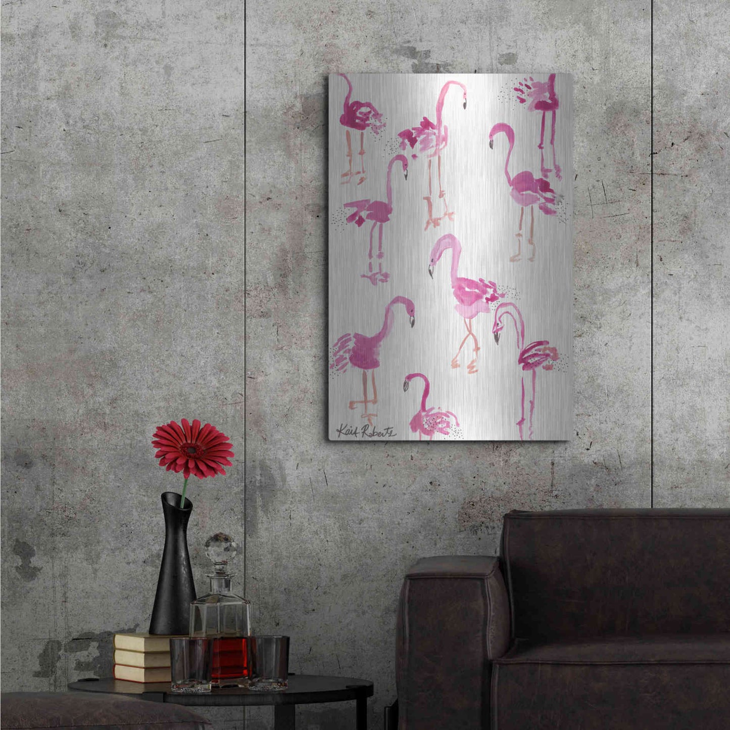 Luxe Metal Art 'Pink and Polka-Dots' by Kait Roberts, Metal Wall Art,24x36