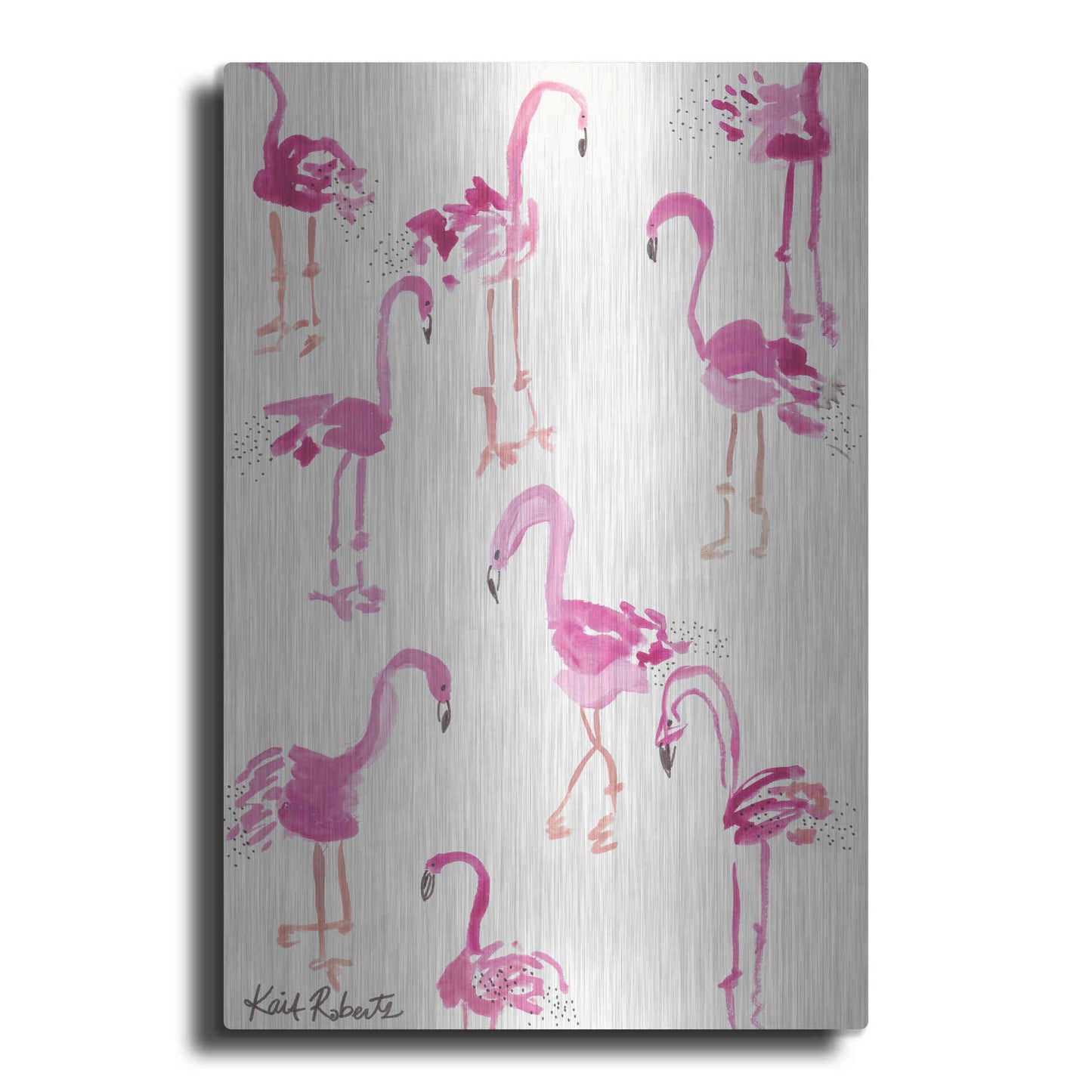 Luxe Metal Art 'Pink and Polka-Dots' by Kait Roberts, Metal Wall Art