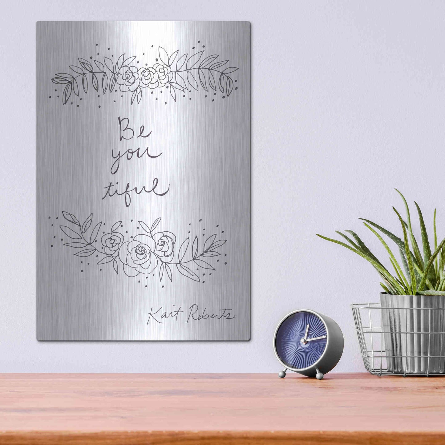 Luxe Metal Art 'Be-You-Tiful' by Kait Roberts, Metal Wall Art,12x16