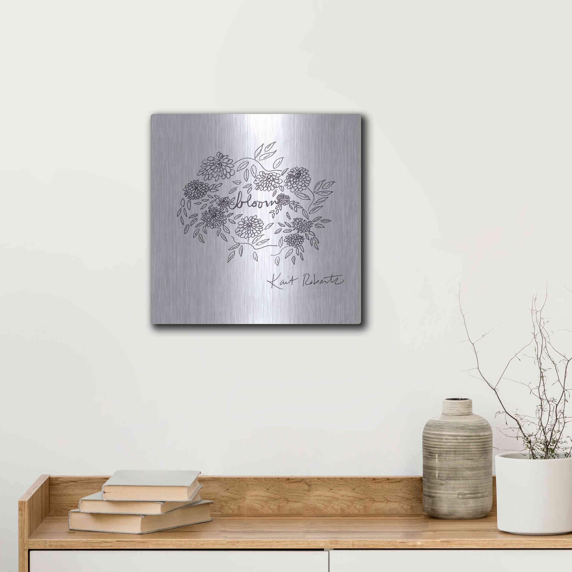Luxe Metal Art 'Bloom, Bloom, Bloom' by Kait Roberts, Metal Wall Art,12x12