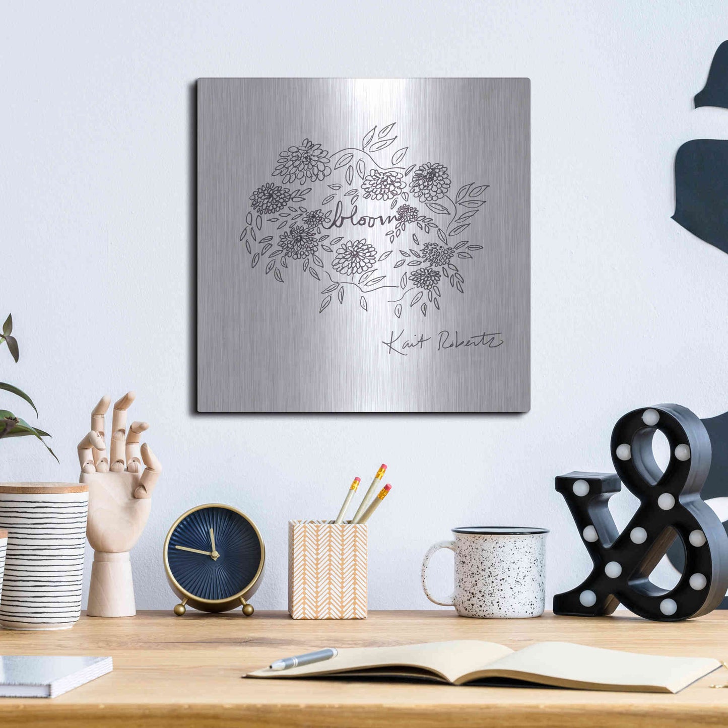 Luxe Metal Art 'Bloom, Bloom, Bloom' by Kait Roberts, Metal Wall Art,12x12